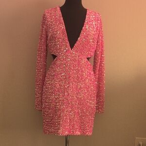 Petal & Pup Sparkling Pink Long Sleeve Dress. Only Worn Once.